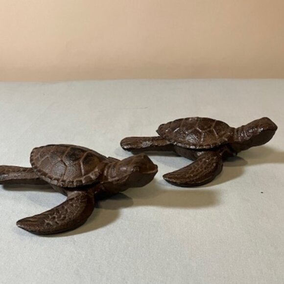 Pair‎ of Nautical Cast Iron Sea Turtles 4.5" Length - Picture 1 of 6